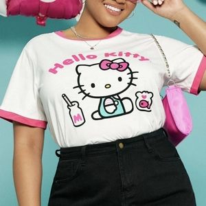 NEW Hello Kitty and Friends Plus Cartoon Graphic Ringer Tee XL